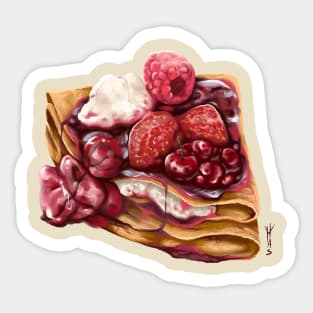 Delicious pancake with raspberry jam and cream cheese Sticker